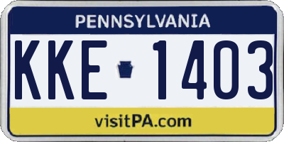 PA license plate KKE1403
