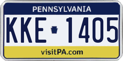PA license plate KKE1405