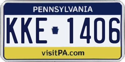 PA license plate KKE1406