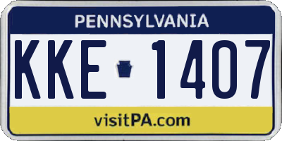 PA license plate KKE1407
