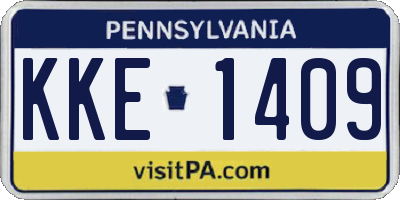 PA license plate KKE1409