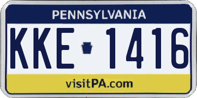 PA license plate KKE1416