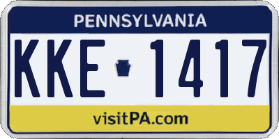 PA license plate KKE1417