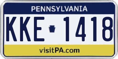PA license plate KKE1418