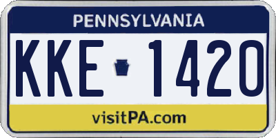 PA license plate KKE1420