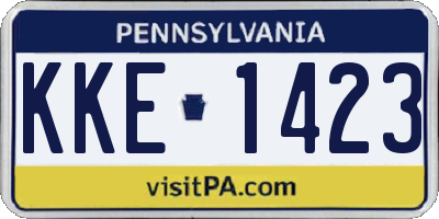PA license plate KKE1423