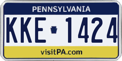 PA license plate KKE1424