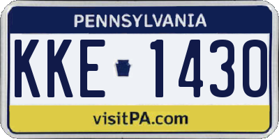 PA license plate KKE1430