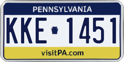 PA license plate KKE1451