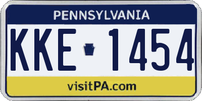 PA license plate KKE1454