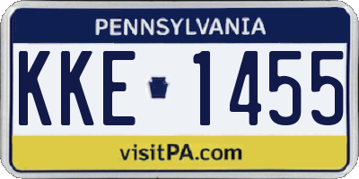 PA license plate KKE1455