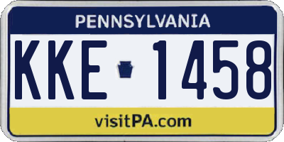 PA license plate KKE1458