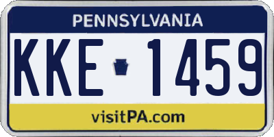PA license plate KKE1459