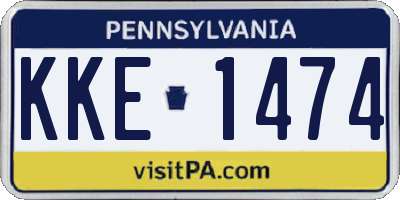 PA license plate KKE1474