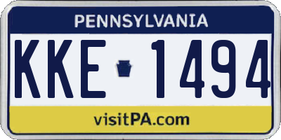 PA license plate KKE1494