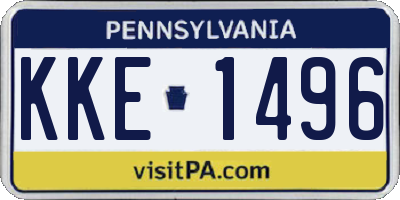 PA license plate KKE1496