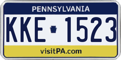 PA license plate KKE1523