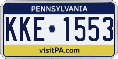 PA license plate KKE1553