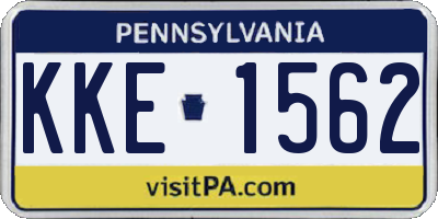 PA license plate KKE1562