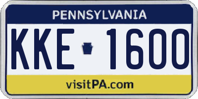 PA license plate KKE1600