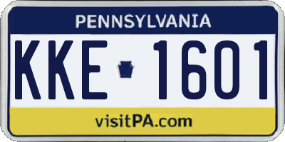 PA license plate KKE1601