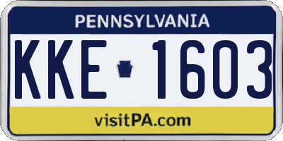 PA license plate KKE1603