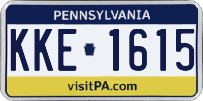 PA license plate KKE1615