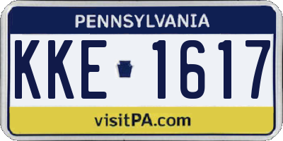 PA license plate KKE1617