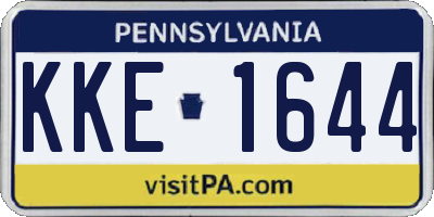 PA license plate KKE1644