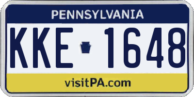 PA license plate KKE1648