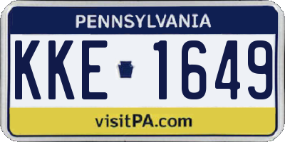 PA license plate KKE1649