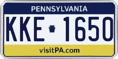PA license plate KKE1650