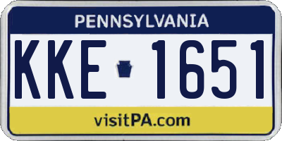 PA license plate KKE1651