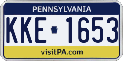 PA license plate KKE1653