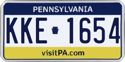 PA license plate KKE1654