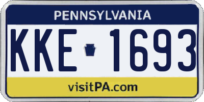 PA license plate KKE1693