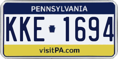 PA license plate KKE1694