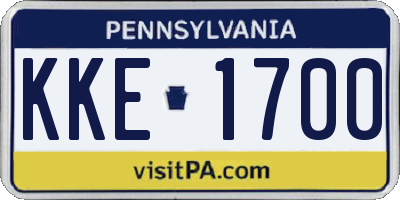 PA license plate KKE1700
