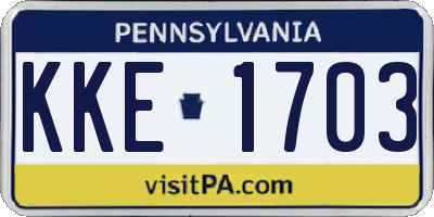 PA license plate KKE1703