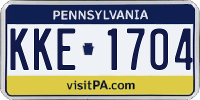 PA license plate KKE1704