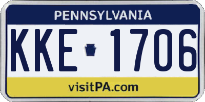 PA license plate KKE1706