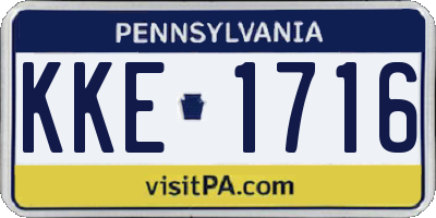 PA license plate KKE1716