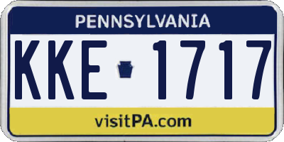 PA license plate KKE1717