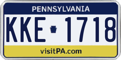 PA license plate KKE1718