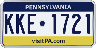 PA license plate KKE1721