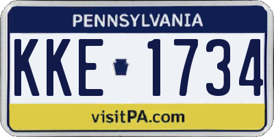 PA license plate KKE1734