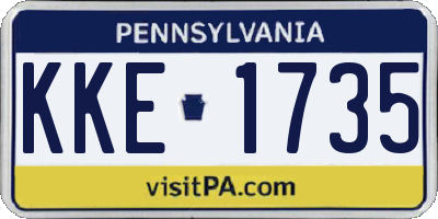 PA license plate KKE1735