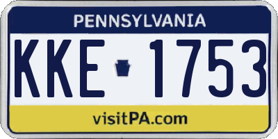 PA license plate KKE1753