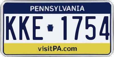 PA license plate KKE1754