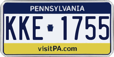 PA license plate KKE1755
